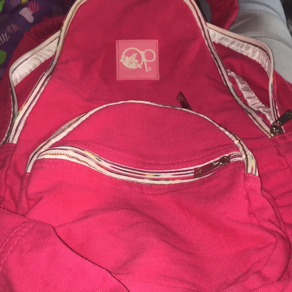 pink book bag.